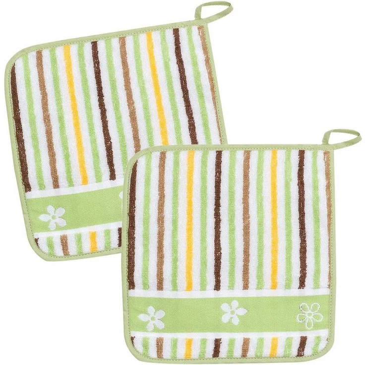 Kracht Topflappen Blümchen, (Set, 2-tlg, 2-teilig), 2er Set Topflappen, Baumwoll Frottier, ca. 22x22 cm – Bild 1