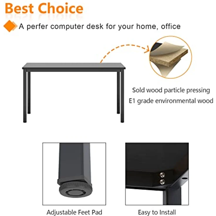 SogesHome PC Schreibtisch Computertisch 100 x 60 x 75 cm Bürotisch Workstation für Home Office Verwenden Schreibtisch, Esstisch Konferenztisch, Schwarz – Bild 4