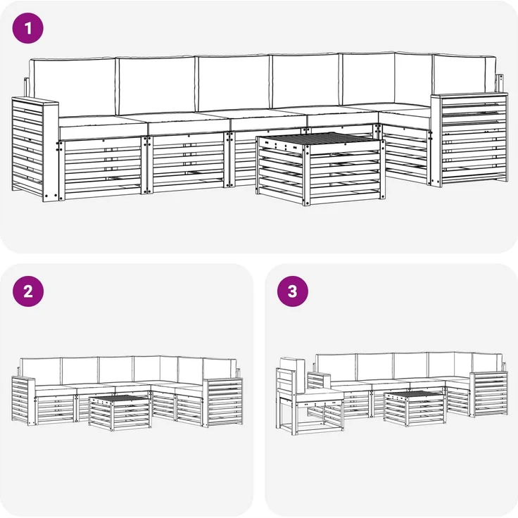 vidaXL Outdoor-Sofagarnitur 7 stk. 6-Sitzer Weiß und Anthrazit 3391962 – Bild 7