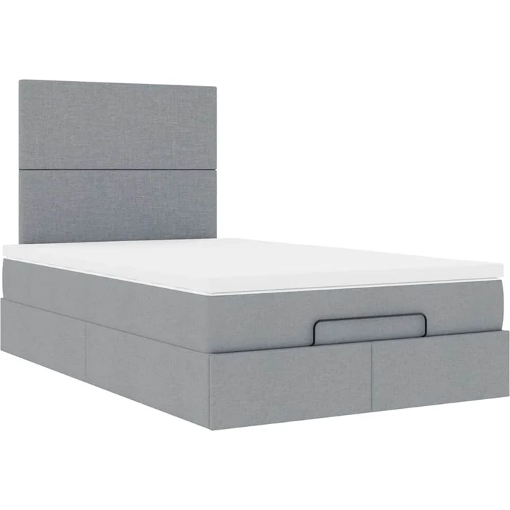 vidaXL Ottoman-Bett mit Matratze & LEDs Hellgrau 120x200 cm Stoff 3313913 – Bild 5