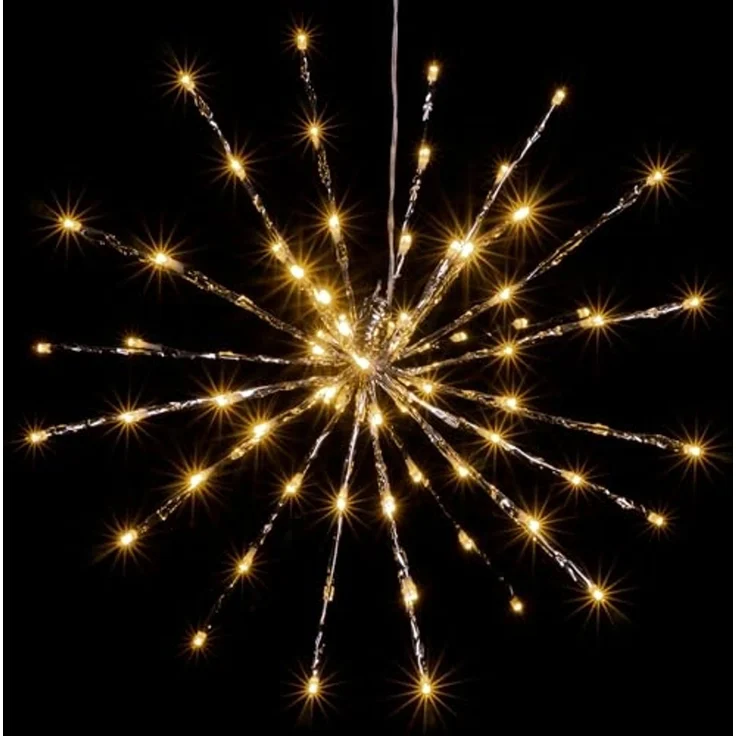 Nipach LED Stern Weihnachtsstern 80 LED Meteor-Stern warm weiß 40cm Timer Außen, LED fest integriert, Warmweiß – Bild 2