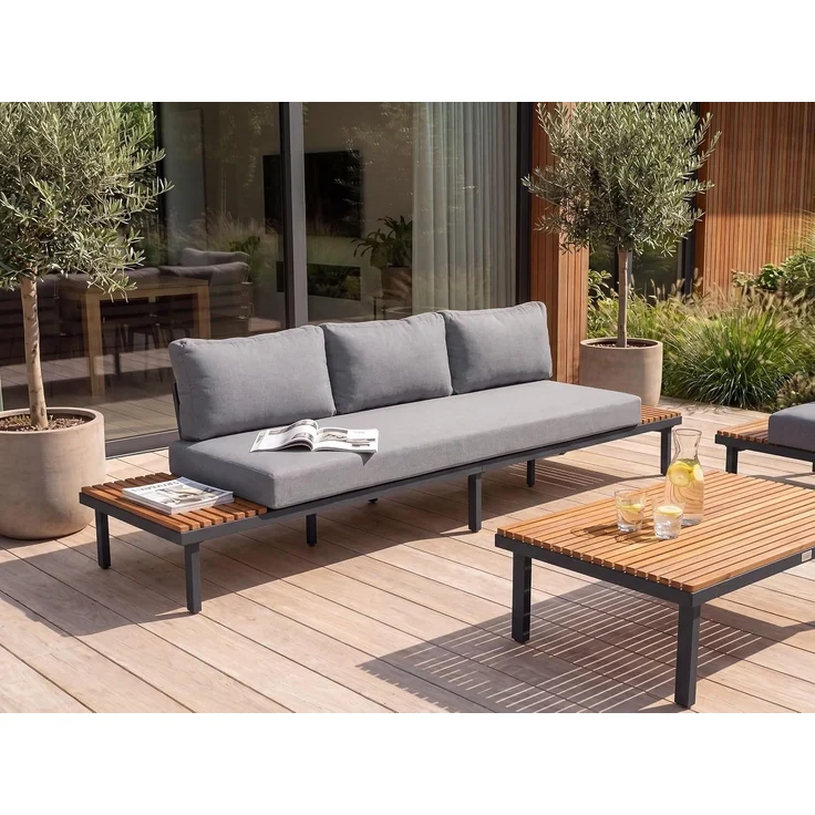Gartensofa 3-Sitzer FIVIZZANO Akazienholz Dunkelgrau – Bild 2