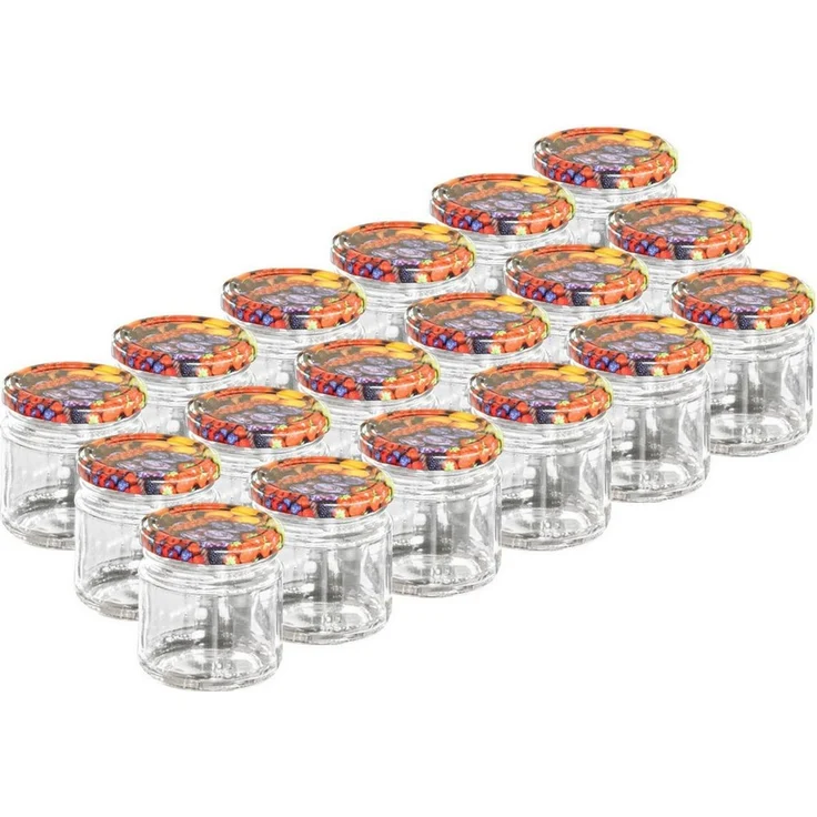 Casativo Einmachglas Sturzgläser 315ml mit Früchte-Dekor: Einmachgläser luftdicht & schick, Glas, (18-tlg), Luftdichte Aufbewahrung von Lebensmitteln – Bild 1