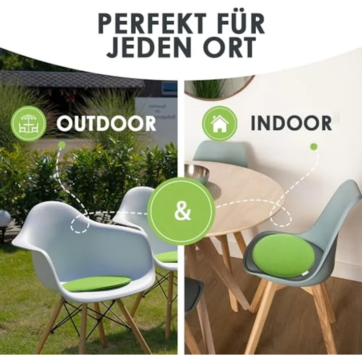 heimtexland ® Sitzkissen Set Filz Stuhlkissen Stuhlauflage Filzkissen Stuhl Polster Kissen Typ631 2er Set 35 cm Rund Mint – Bild 4