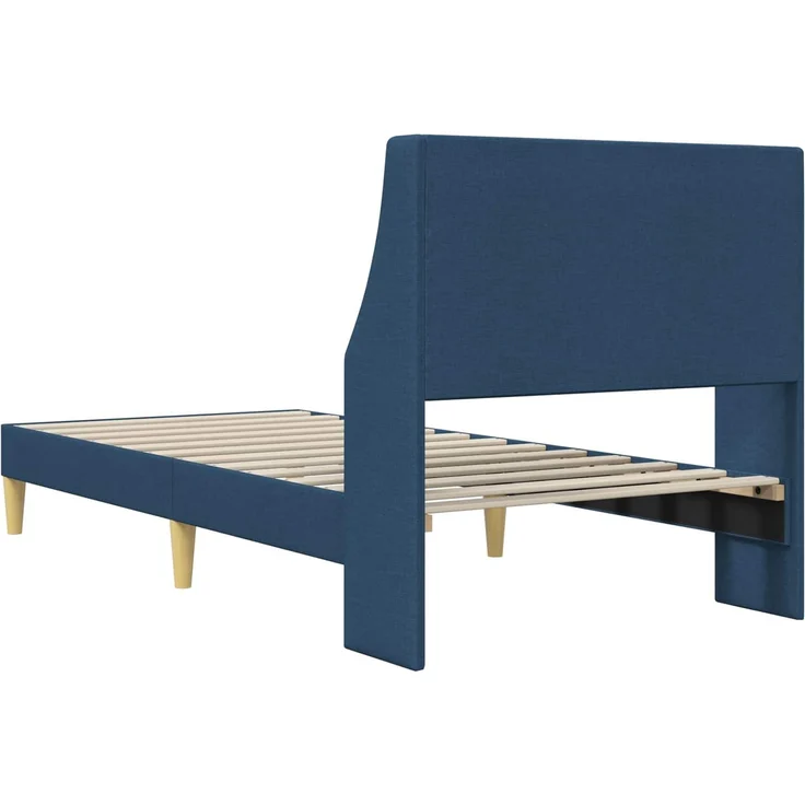 vidaXL Bettrahmen mit Kopfteil, Stoff Blau, 90x200 cm – Bild 6