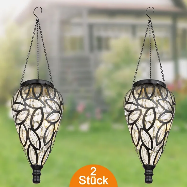 Solarleuchte Garten Tropfen 2er Set 10cm Solarlampe Außen Außenleuchte Solar