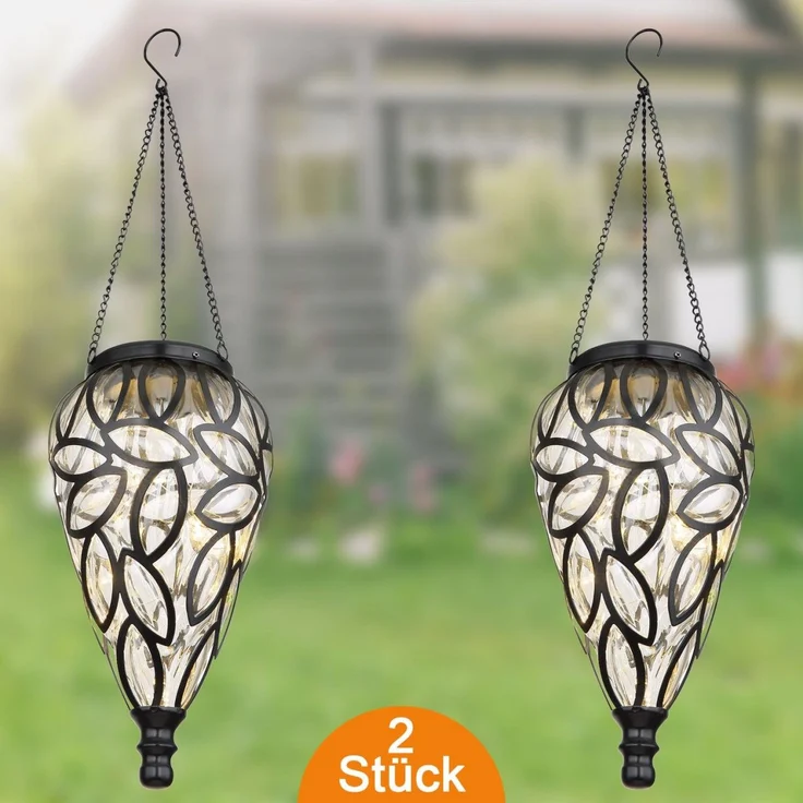 Solarleuchte Garten Tropfen 2er Set 10cm Solarlampe Außen Außenleuchte Solar – Bild 1