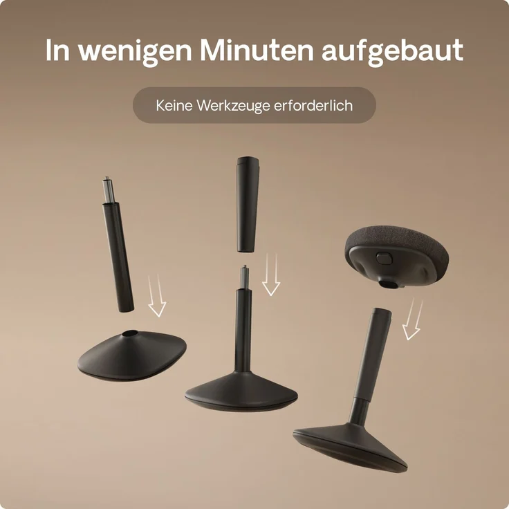 Ergonomischer Balancehocker Desktronic – Höhenverstellbarer Stehhocker für Homeoffice & Stehschreibtisch, Aktivsitz-Hocker mit Wippfunktion, rutschfester Standfuß – Schwarz – Bild 8