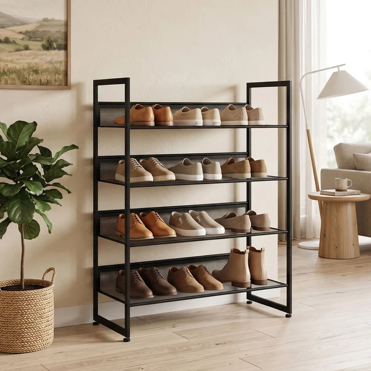 HOMCOM Schuhregal, Stahl, Schwarz, 72L x 30B x 82,7H cm – Bild 9