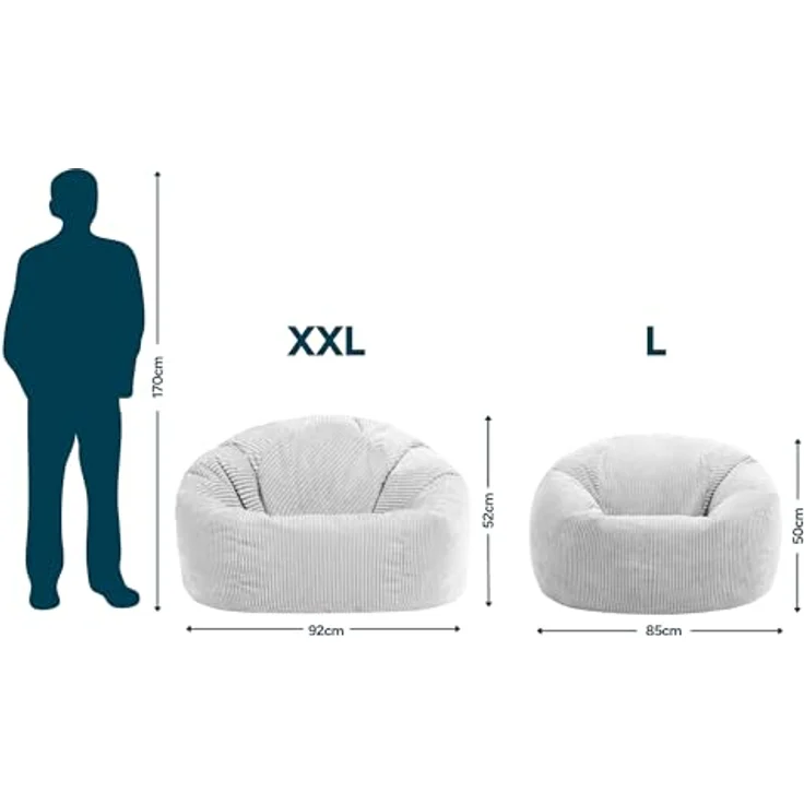 icon Sitzsack Erwachsene XXL aus Cord „Kingston“, Sitzsack XXL, Made in Germany, für Erwachsene & Kinder, für Wohnzimmer – Bild 4