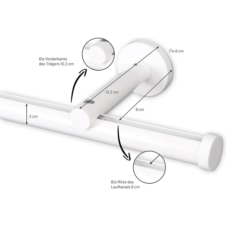 Deco-Raum® Gardinenschiene Innenlauf Weiß Modern | Länge: 150cm | Material: Aluminium | Farbe: Weiß – Bild 2