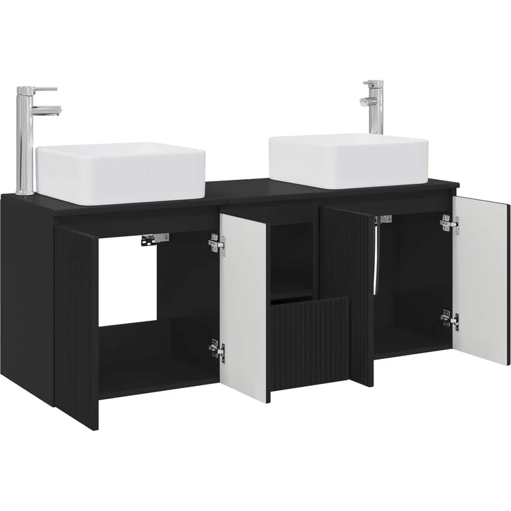 vidaXL Badezimmerschrank-Set 3 stk. Schwarz 135 x 35 x 80 cm 3405658 – Bild 4
