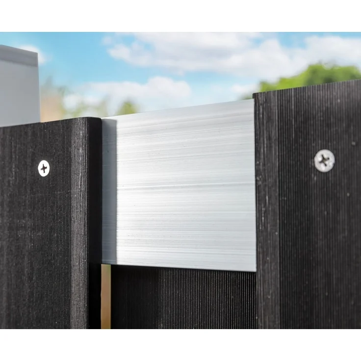 WPC-Sichtschutzzaun CARMENO - 5x Element + 6x Pfosten - Schwarz – Bild 6