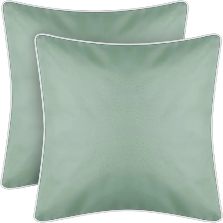 Outdoor Kissen mit Paspel ( 45 x 45 cm ) Dekokissen Garten - Reißverschluss - Schmutz- und Wasserabweisend - abnehmbarer Kissenbezug Mintgrün 2er-Pack – Bild 1