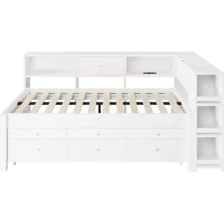 Ausziehbett mit Liegefläche 90×200 cm, Gästebett und 3 Schubladen, Weiß, ohne Matratze – Bild 9