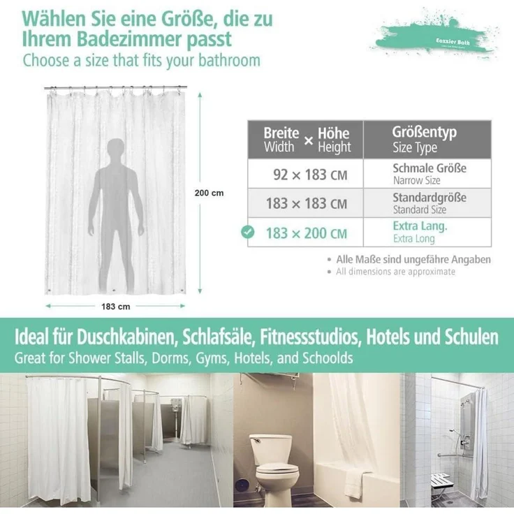 Eazzier Bath 3D Eva Duschvorhang 183x200cm mit Kieselsteinen – Bild 2