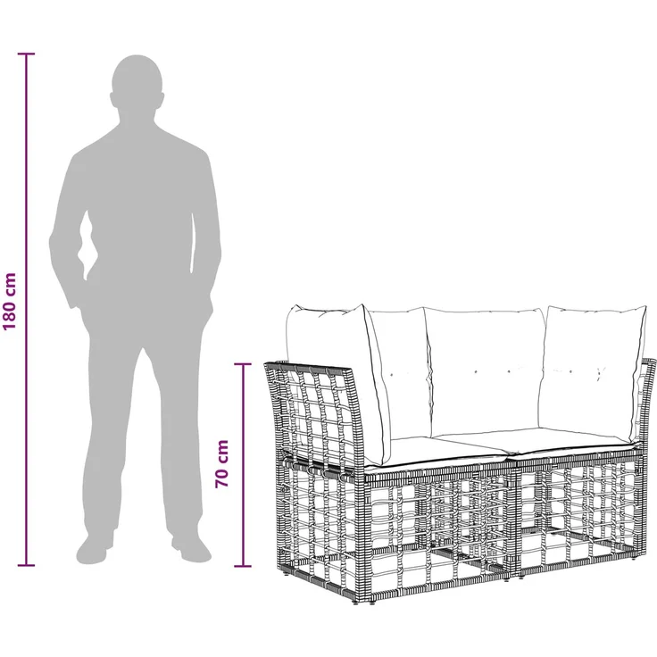 vidaXL Gartensofa-set 6 Stk. Schwarz Poly-Rattan 3437471 – Bild 9