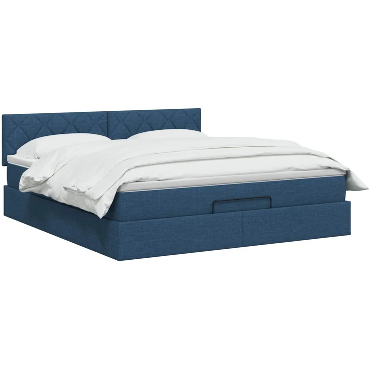 vidaXL Ottoman-Bett mit Matratze und LED Blau 180 x 200 cm Stoff 3457015 – Bild 3