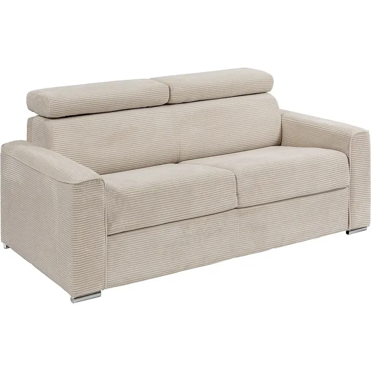 Vente-unique - VIZIR Sofa SamtStoff Beige - B 223 cm94 cm x H 110 cm95 cm x L 196 cm – Bild 2