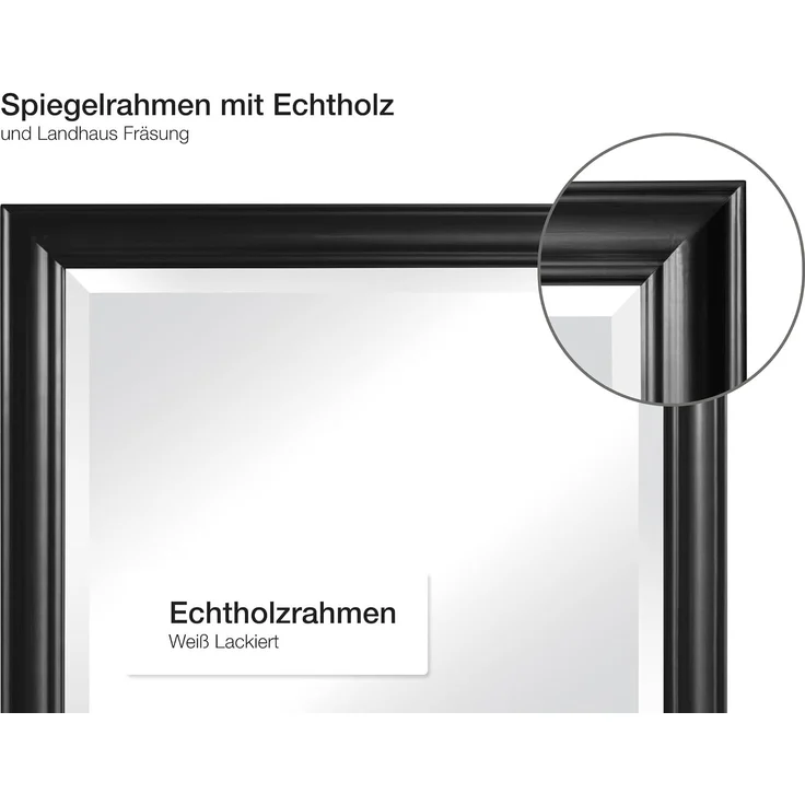 LC Home Spiegel LC Home Wandspiegel Spiegel Schlicht Schwarz ca. 180x80 cm Landhaus – Bild 5