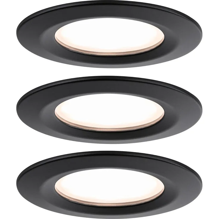Paulmann 93081 LED Einbeuleuchte Nova Plus Coin Basiset IP44 schwarz 2700K dimmbar