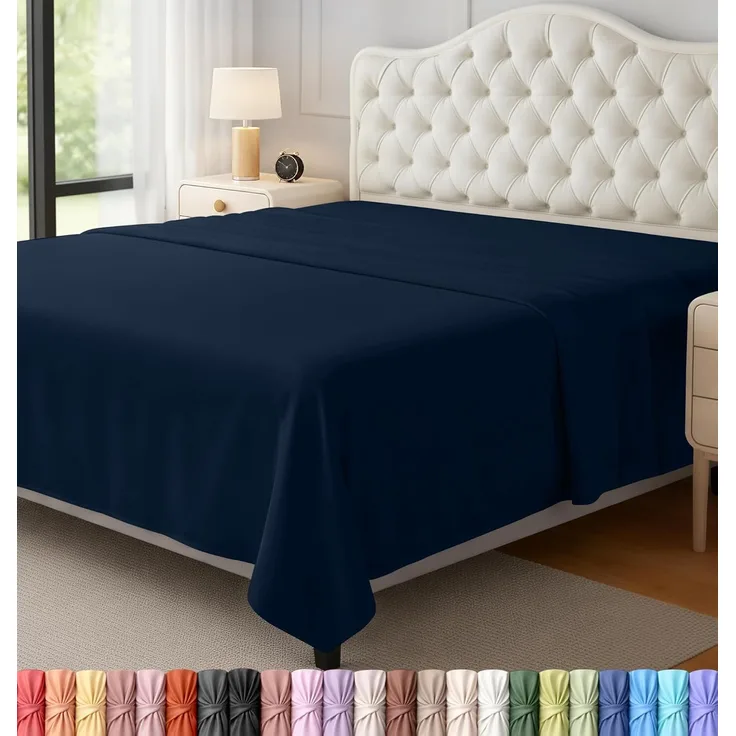 Utopia Bedding Bettlaken, weich gebürstetes Mikrofasergewebe, schrumpffreies und lichtbeständiges Oberlaken, pflegeleicht, nur 1 Bettlaken, Queensize, Marineblau