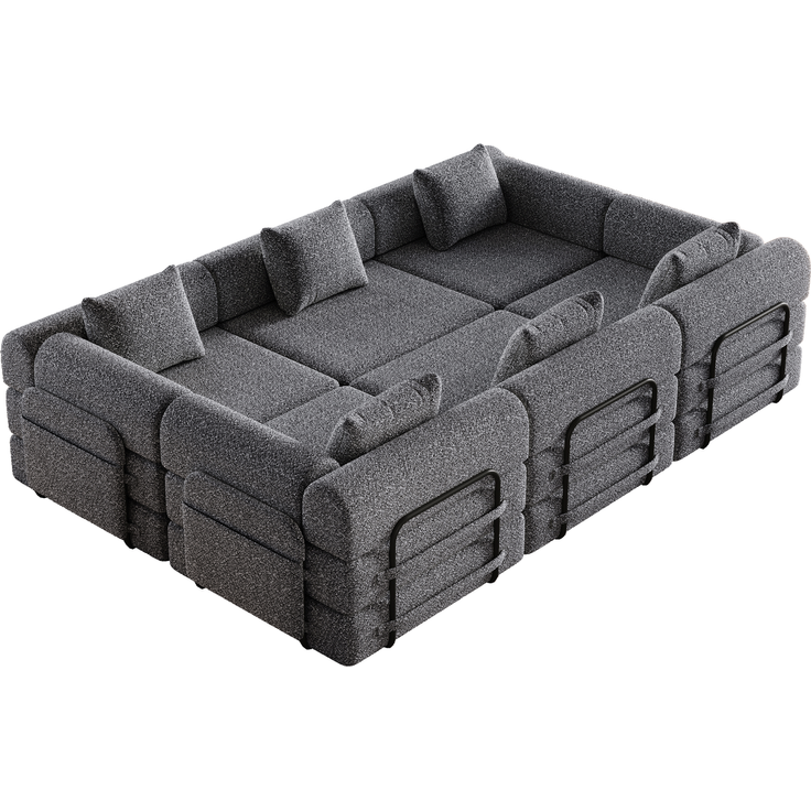 ZUBALIYA SchlafSofa mit LED - Beleuchtung, mit Ablageflächen, mit Chenille - Bezug, mit Samtbezug, mit breiten Armlehnen – Bild 7