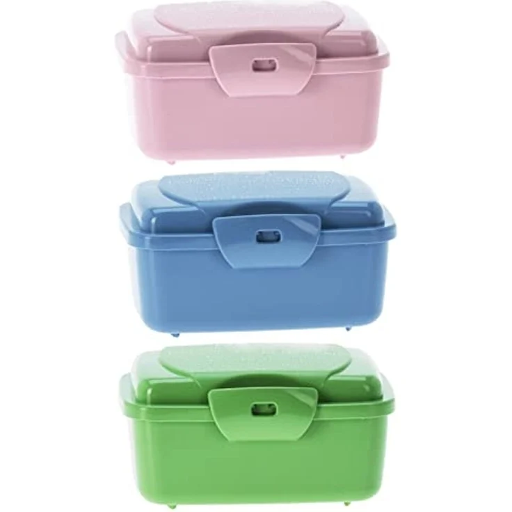 HAC24 Lunchbox Mini Snackbox Aufbewahrungsdose Küche Obst Gemüse Vesperdose, Kunststoff, (3-tlg), 350 ml mit Klick Verschluss – Bild 1