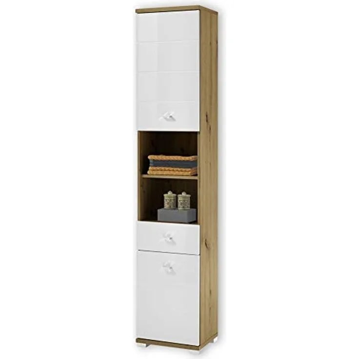 Badmöbel POOL Hochschrank Artisan Eiche weiß