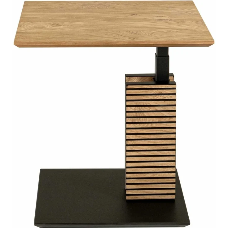 Beistelltisch höhenverstellbar Cleo 55x47x47 Furnier Schwarz/Wildeiche – Bild 4