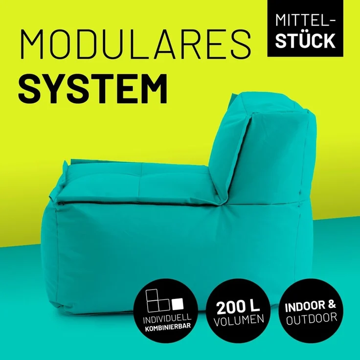 Lumaland Sitzsack-Sofa, Polyester, Mittelteil, Türkis, 70 x 81 x 54 cm – Bild 2