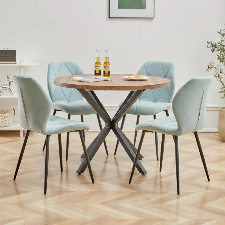 Esszimmerstühle 4erSet Metallbeine Stoffkissen Mintgrün 4er set – Bild 7