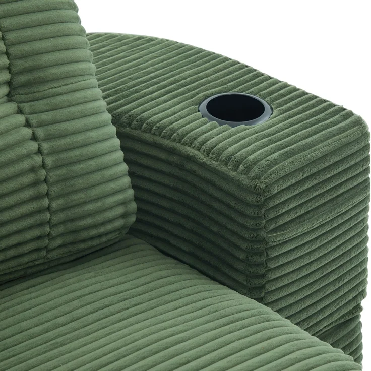 Schlafsessel 2-in-1 in Emerald 165cm×97cm×61cm aus Cord – extratiefe Sitzfläche, hohe Rückenlehne, Getränkehalter – Bild 6