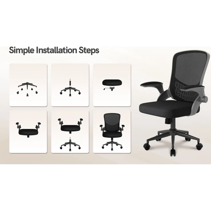 Botifly Ergonomischer Bürostuhl, Mesh-Gewebe, Schwarz, 95°-120° Wippfunktion, 10 cm Höhenverstellbar – Bild 10