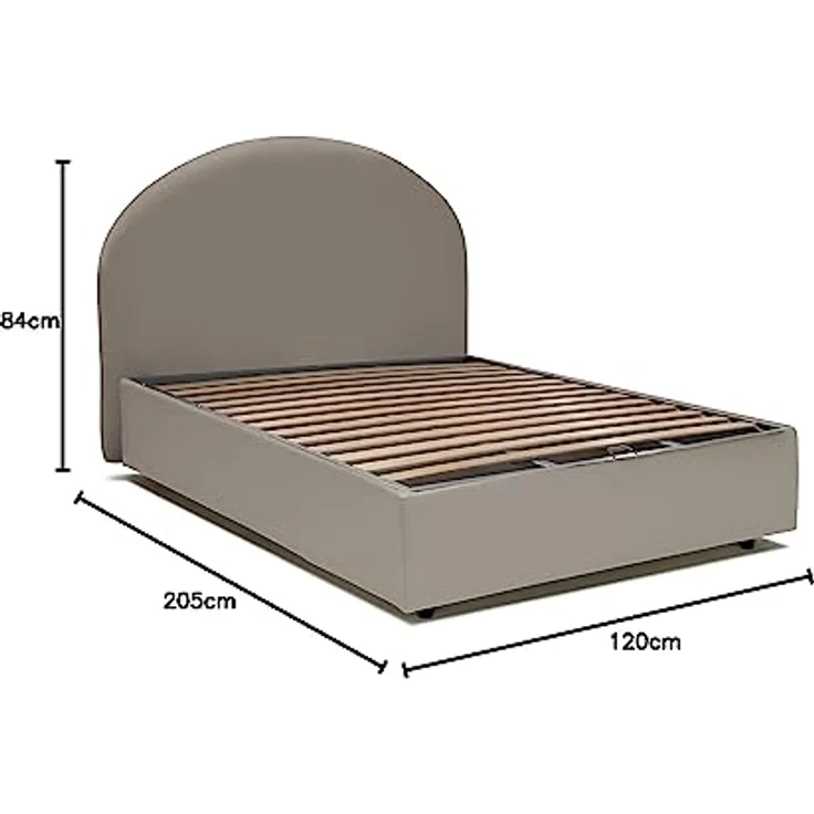 Talamo Italia - Colomba Doppelbett, Bettkasten mit Kunstlederbezug, 100 % Made in Italy, Öffnung vorne, inklusive Matratze 120 x 190 cm, taubengrau – Bild 5