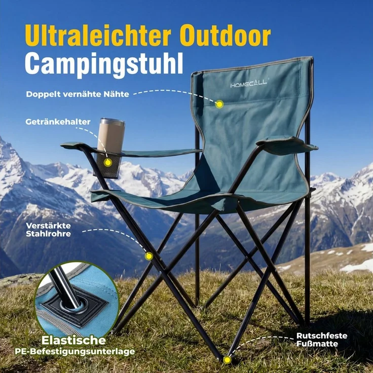 HOMECALL Campingstuhl Campingtisch mit Stühlen Klappstuhl Camping Faltstuhl Picknicktische (Set), Faltstuhl Campingstuhl mit Tisch Klapptisch mit Stühlen – Bild 2