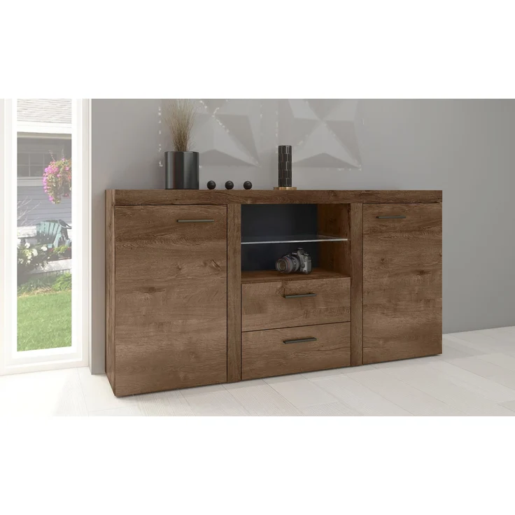 AX LIVING Schubladenschrank Kommode Spacoro 2F2S Modern Eiche Lefkas – Bild 1