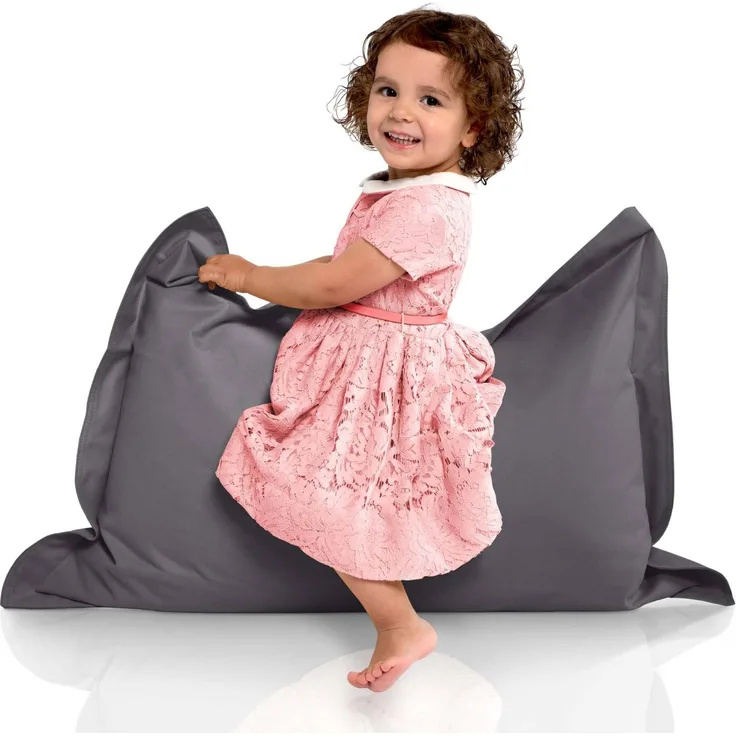 Green Bean® Kinder-Sitzsack 70x100cm & 70 Liter EPS-Perlen Füllung - Indoor & Outdoor Bean Bag Sitzkissen - Dunkelgrau