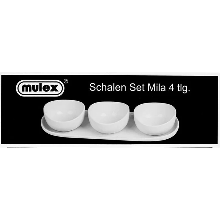 Mila Snackschalen-Set mit Servierteller aus hochwertigem Porzellan - 4-teilig – Bild 3