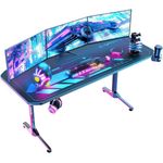 Himimi 160cm Gaming Schreibtisch, 160 x 75 x 75 cm Ergonomischer Trust Gaming Tisch, T-Form PC Gamer Computertisch mit großer pad, Becherhalter, Kopfhörerhaken, Kabelmanagement & Gaming Griffgestell