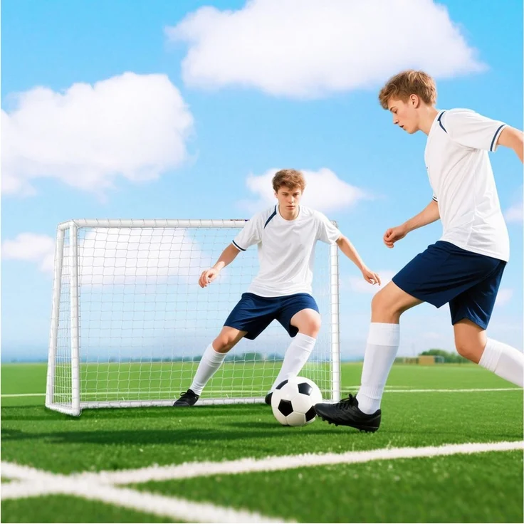 SPORTNOW Fußballtor mit Netz, Erdhaken (Kunststoff-Rahmen, 1 St, Fußball Tor), 180L x 92B x 124H cm, für Garten, Park, Strand – Bild 5