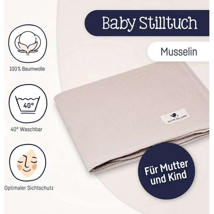 Julius Zöllner Stillkissen sand Stilltuch Musselin 74x60, 1-tlg, Stillkissen Stillhilfe – Bild 3