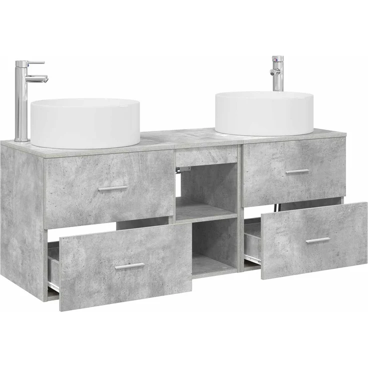 vidaXL Badezimmerschrank-Set 3 stk. Betongrau 129 x 44,5 x 80 cm 3405950 – Bild 4