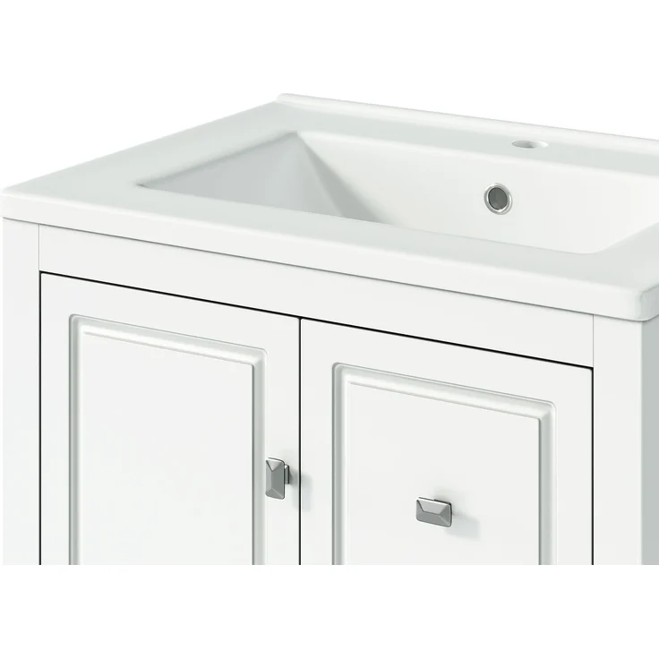 Waschtisch 62 x 47 x 90 cm mit Keramikwaschbecken und drei Schubladen, Weiß – Bild 10