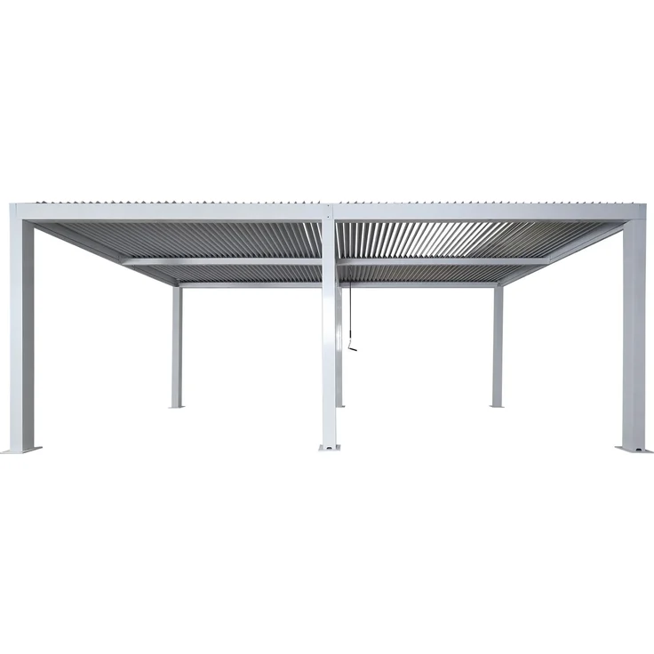 Mendler 'HWC-L46' Pergola, Regenrinne sturmfest, Aluminium weiß, 3x6 m – Bild 9