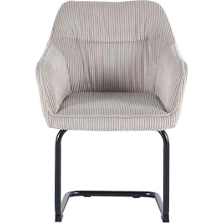 byLIVING ELBA Schwingstuhl 2er Set, drehbar 180° mit Rückholfunktion, Grob-Cord Taupe, Metallgestell schwarz, Armlehnen – Bild 7