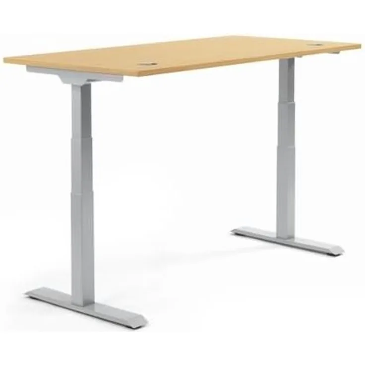 Soennecken Schreibtisch 1800x605-1255x800mm Platte Buche Gestell silbe