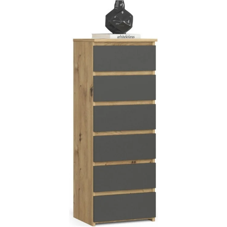 Home Collective Kommode 40 cm breit Holz Highboard Sideboard für Flur Schlafzimmer Wohnzimmer (Mehrzweckschrank Schrank schmal Kommode Schlafzimmer mit Schubladen), Kinderzimmer, 109 cm hoch mit 6 Schubladen Artisan Eiche-graphit – Bild 1