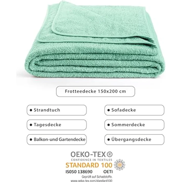 Wohndecke LAYNENBURG Frotteedecke Baumwolle 150x200 cm – Sommer & Sofa, Laynenburg, Baumwolldecke als Sommer, Bett-Überwurf, Couch-Überwurf, Sofa-Decke – Bild 7