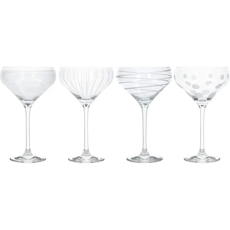 Mikasa Cheers Martinigläser, 290 ml, 4 Stück, Kristallglas, silber, 400 ml, Set of 4